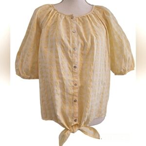 LEE BUTTON-UP BLOUSE SZ XL YELLOW